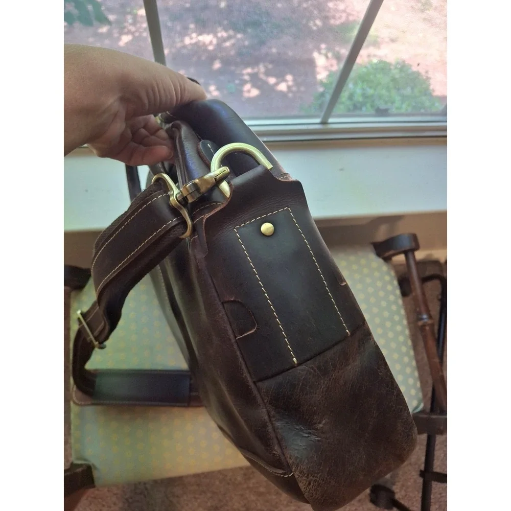Men's Brown Distressed Leather Laptop Messenger Bag
